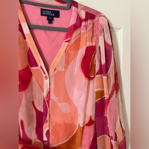 Donna Morgan Long Sleeve Ruffle Tier Print Chiffon Maxi Dress Size 2 - Picture 12 of 15